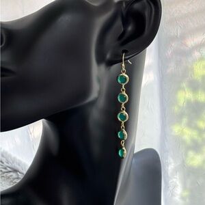 Teal Austrian Crystal 14k Gold Filled drop earrings